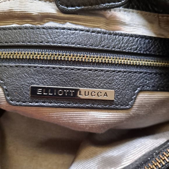 Elliott Lucca Black Leather Double Strap Medium Purse / Bag with Zip & Snap Lock - Picture 7 of 13